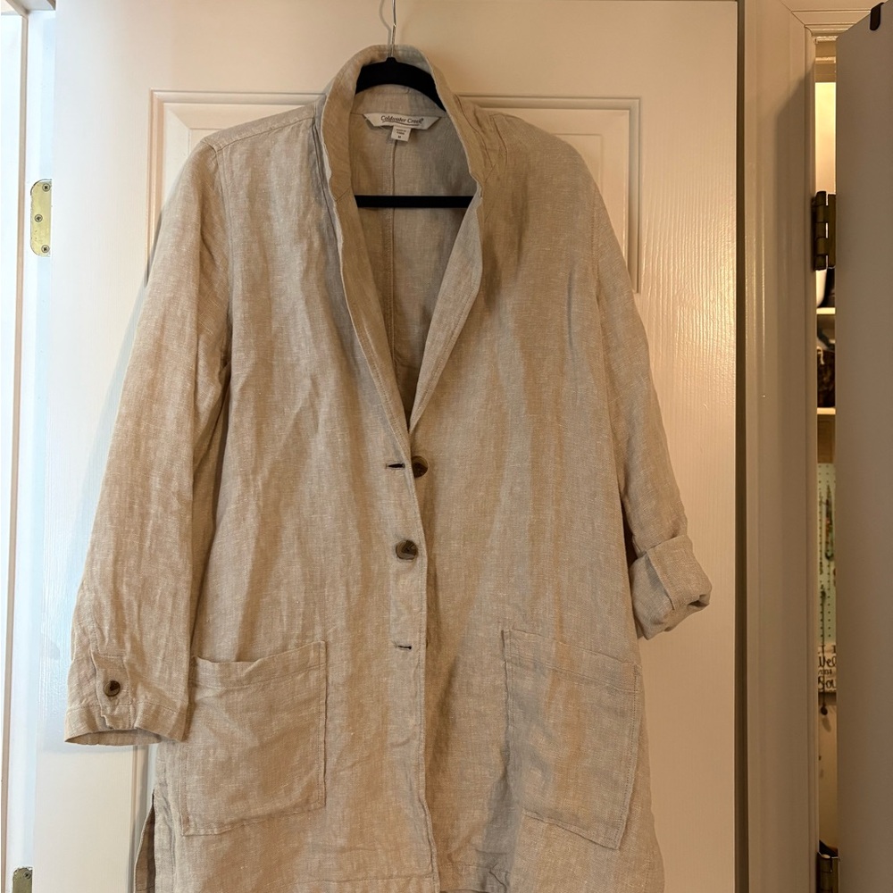 Coldwater Creek Light Tan Linen Trench Coat